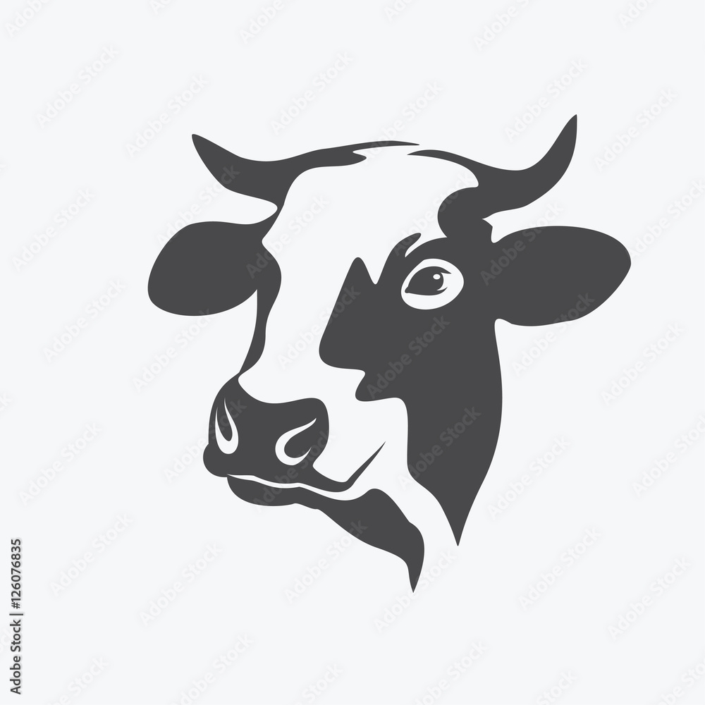 荷斯坦奶牛肖像风格化矢量符号