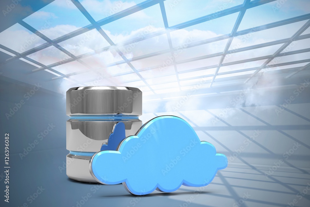 数据库服务器图标与云的合成图像