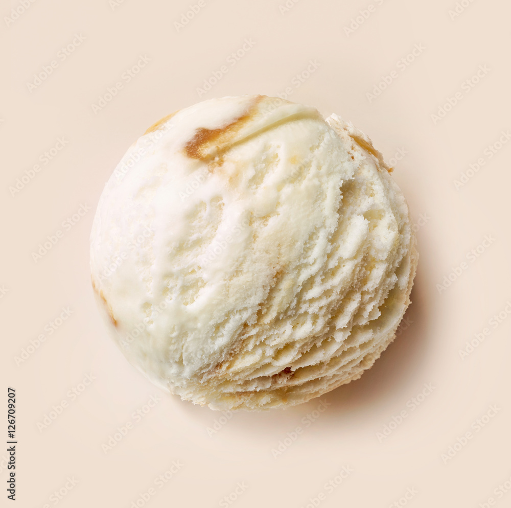 caramel and vanilla ice cream ball