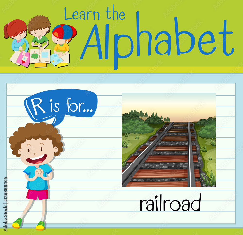 Flashcard字母R代表铁路