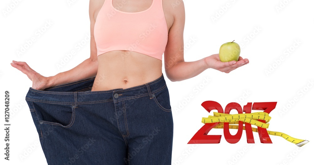 女性减肥后露腰的合成图
