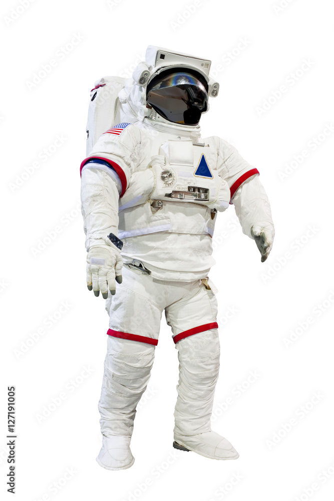宇航员被隔离在白色背景下