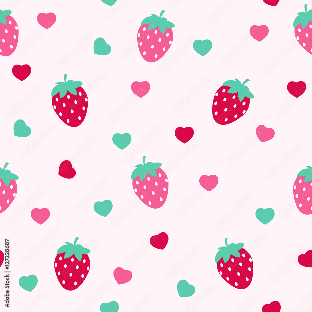 简单草莓无缝图案背景矢量插图