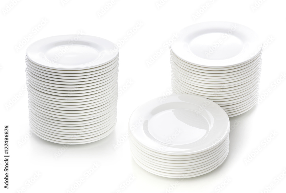 Stack of plates isolated on white background