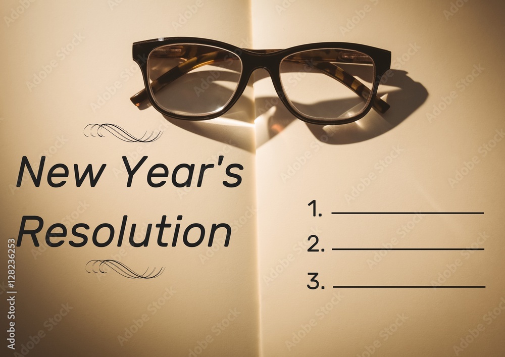 针对书本和眼镜的新年决心目标