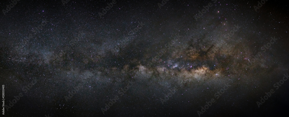 银河系全景，宇宙中有恒星和太空尘埃