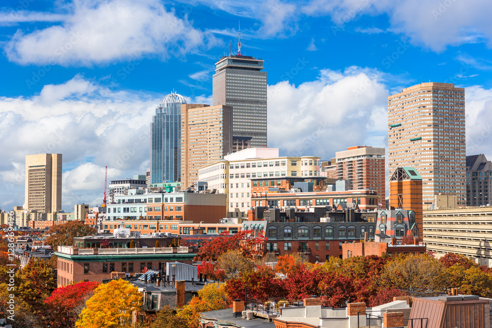 秋天的波士顿天际线