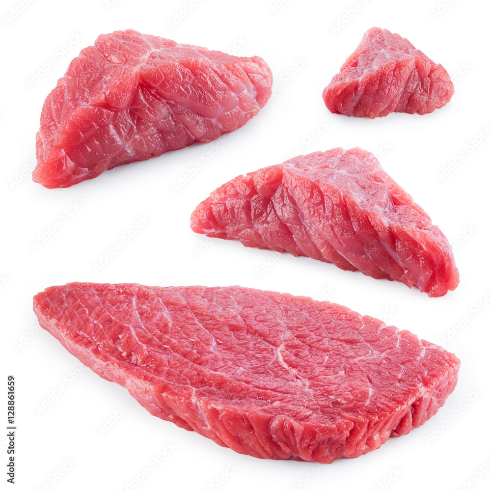 牛肉。在白底上分离的生鲜肉。Col