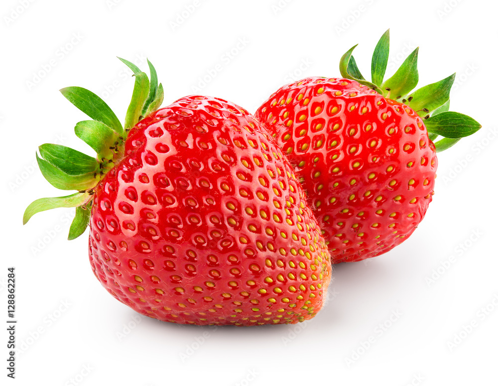 草莓隔离在白色背景上。带有剪切路径。