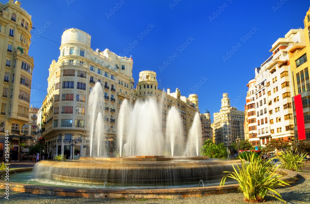 西班牙巴伦西亚Ayuntamiento广场喷泉