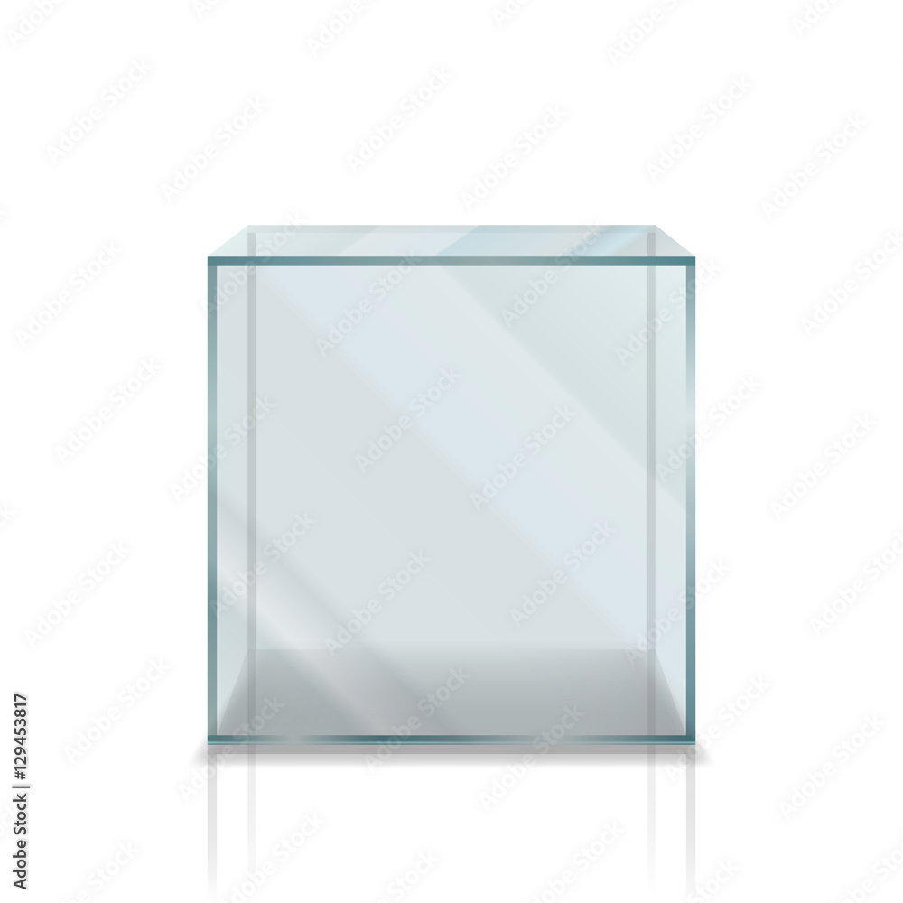 Empty Glass Box, Isolated on White Background, Vector