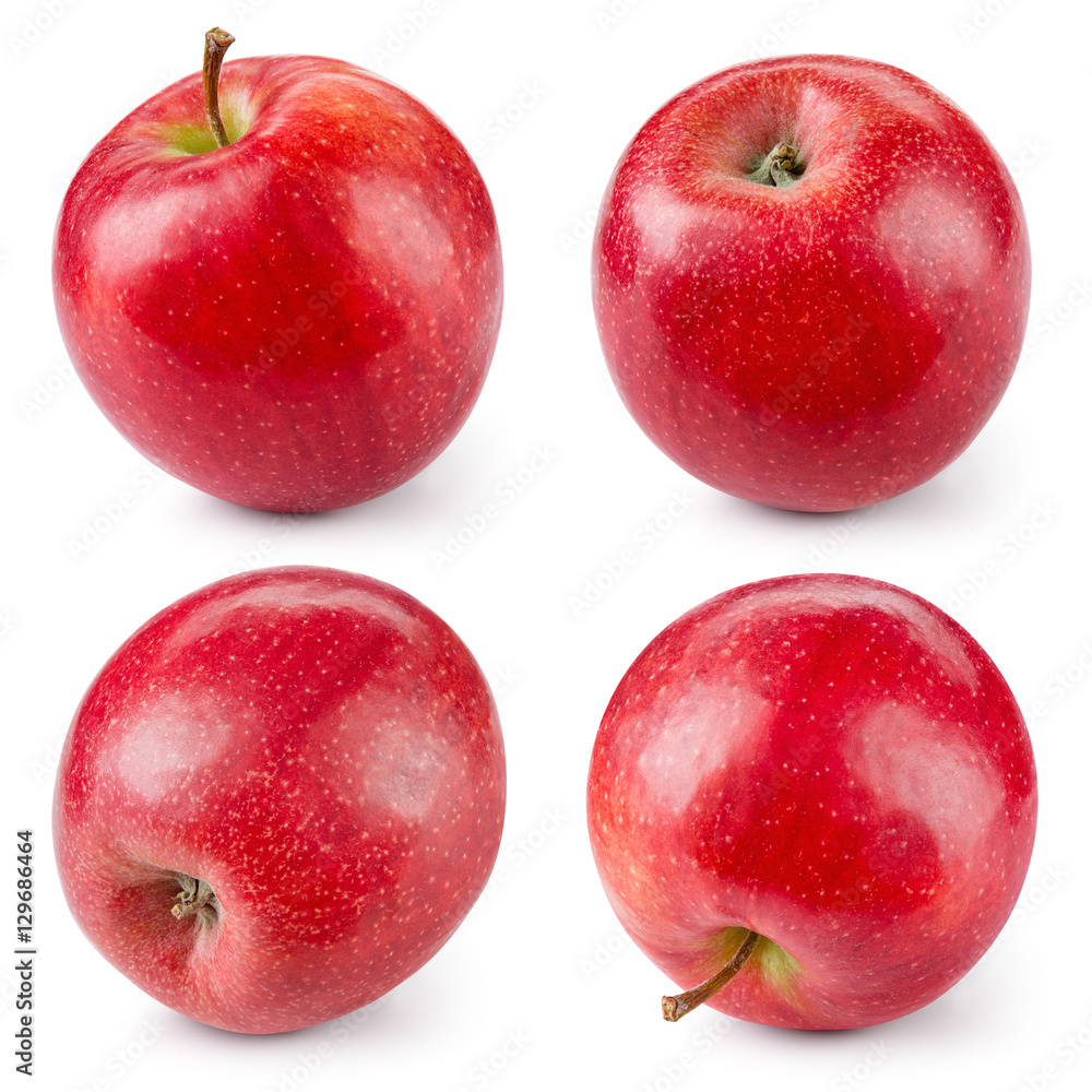 红苹果在白苹果上分离。收藏。带剪辑路径。