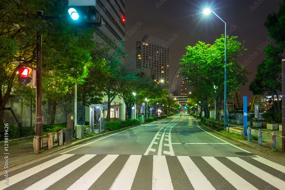 日本横滨市夜晚的城市景观