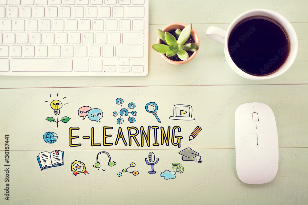 E-Learning concept with workstation