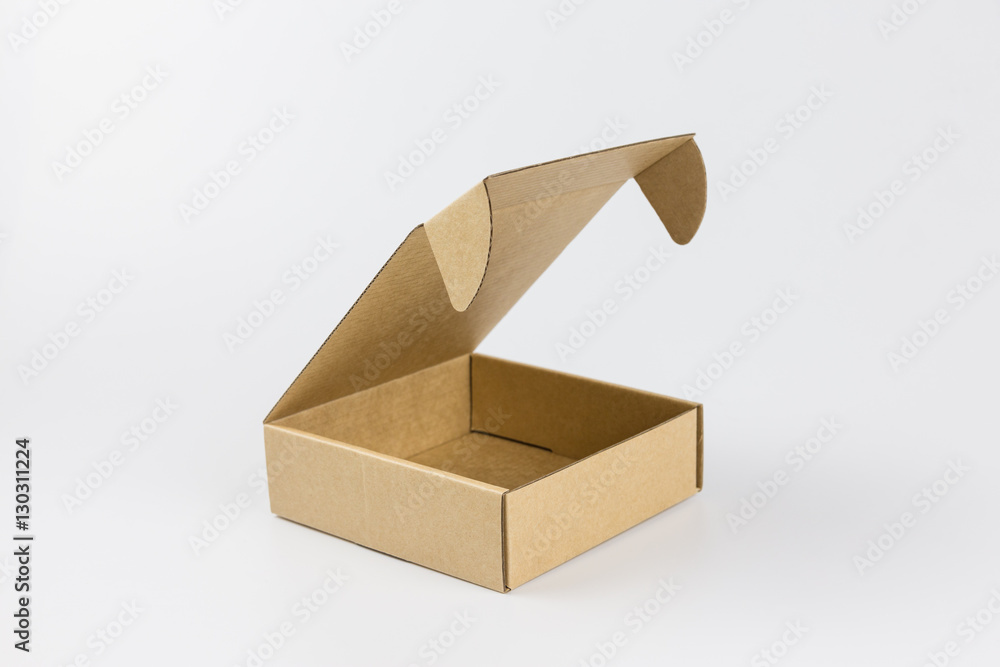 isolated yellow paper box on white background