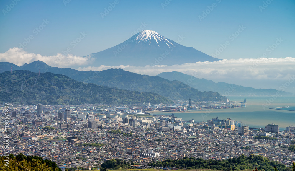 Mount Fuji and Shizuoka town from Nihondaira hill.
