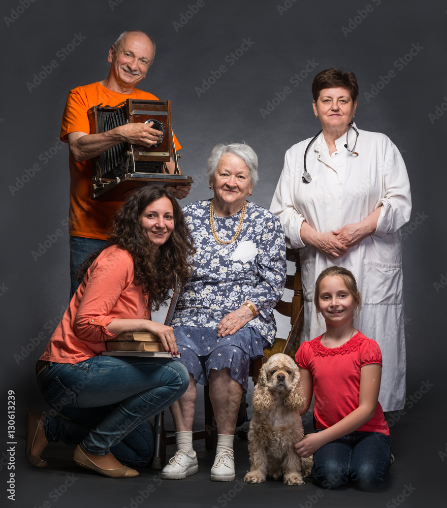 Happy multi-generation family