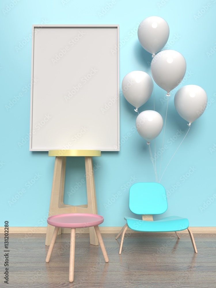 Spacious rooms with a balloon frame,3D rendering