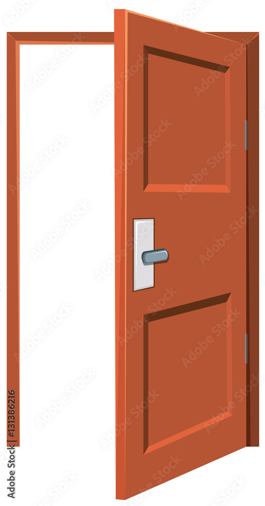 Wooden door being left opened