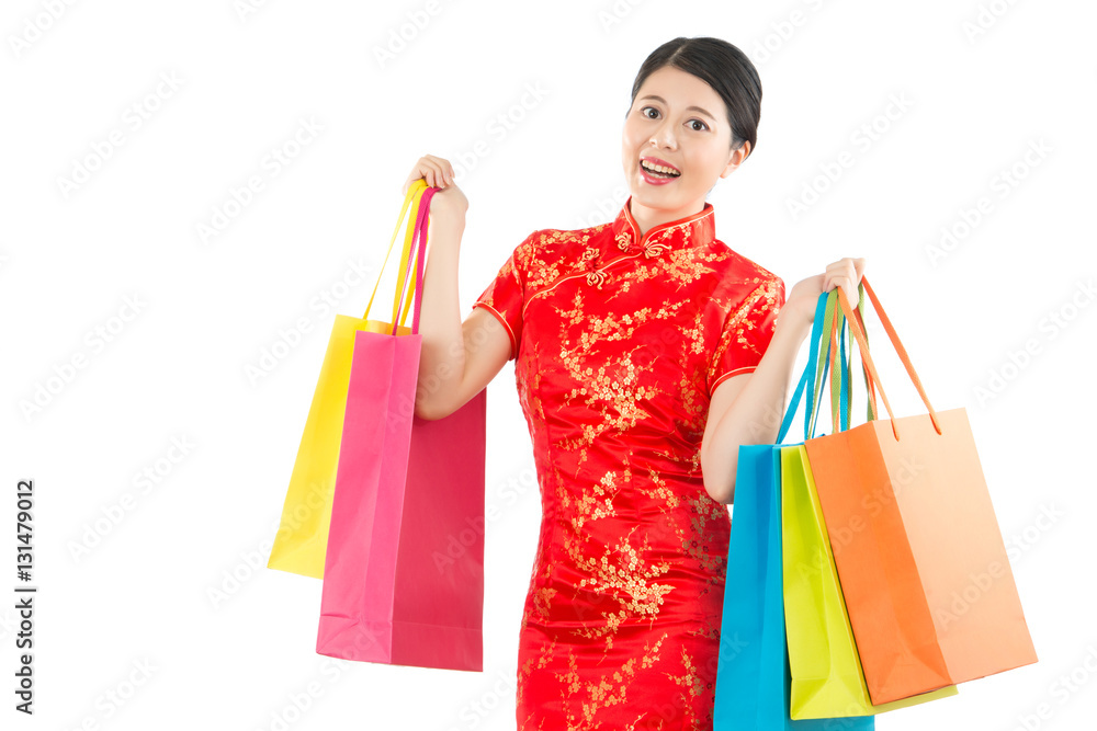 woman shopping on chinese new year