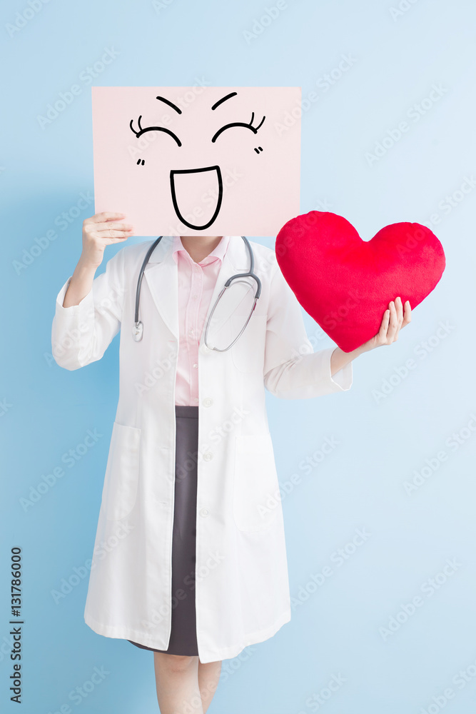 woman doctor take smile billboard