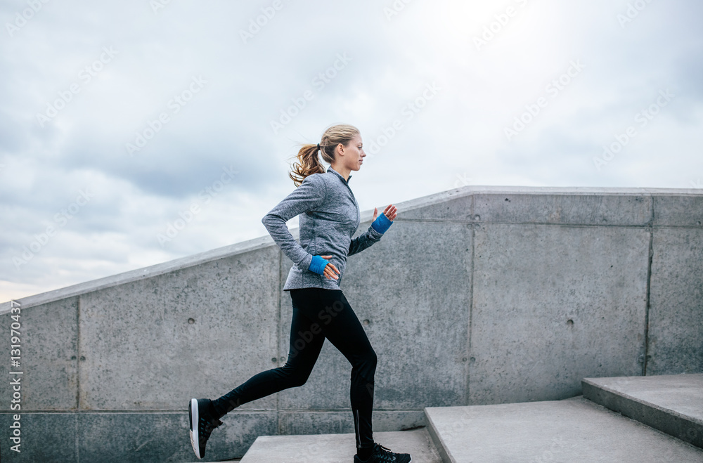 Healthy young woman on morning run