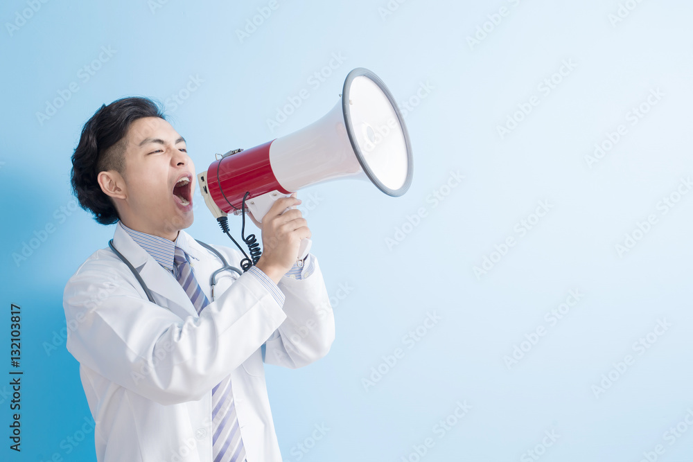 male doctor take microphone