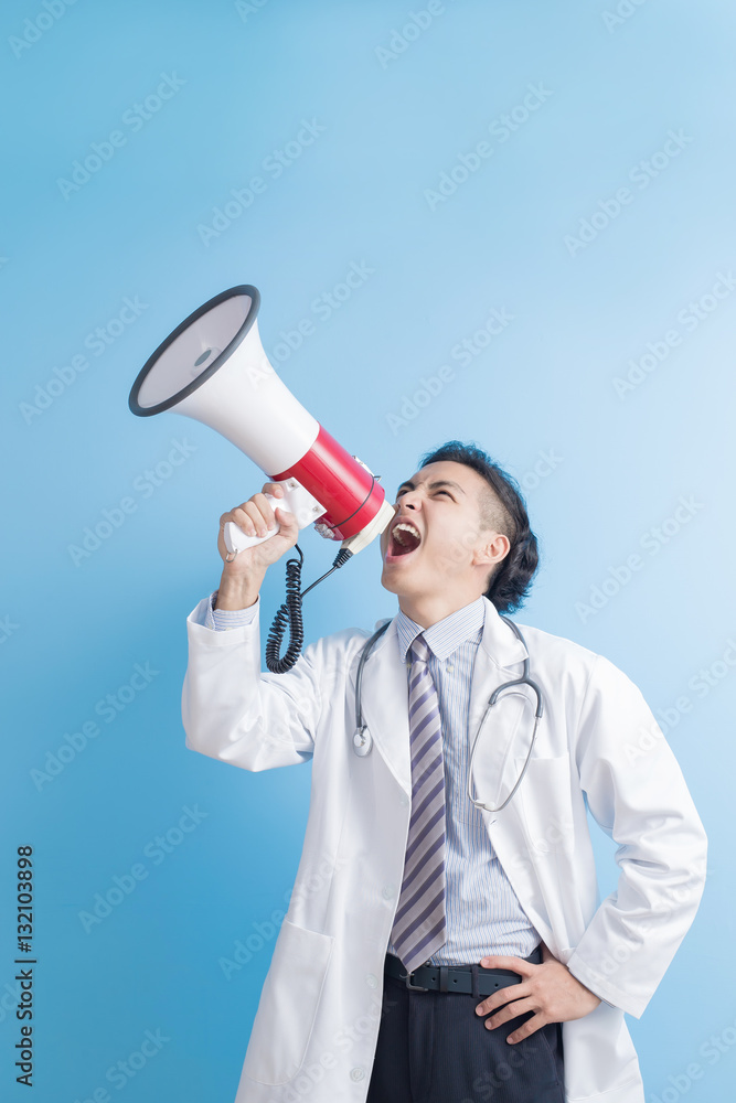 male doctor take microphone