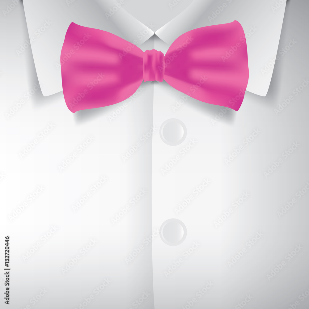 Realistic bow tie and white shirt vector illustration