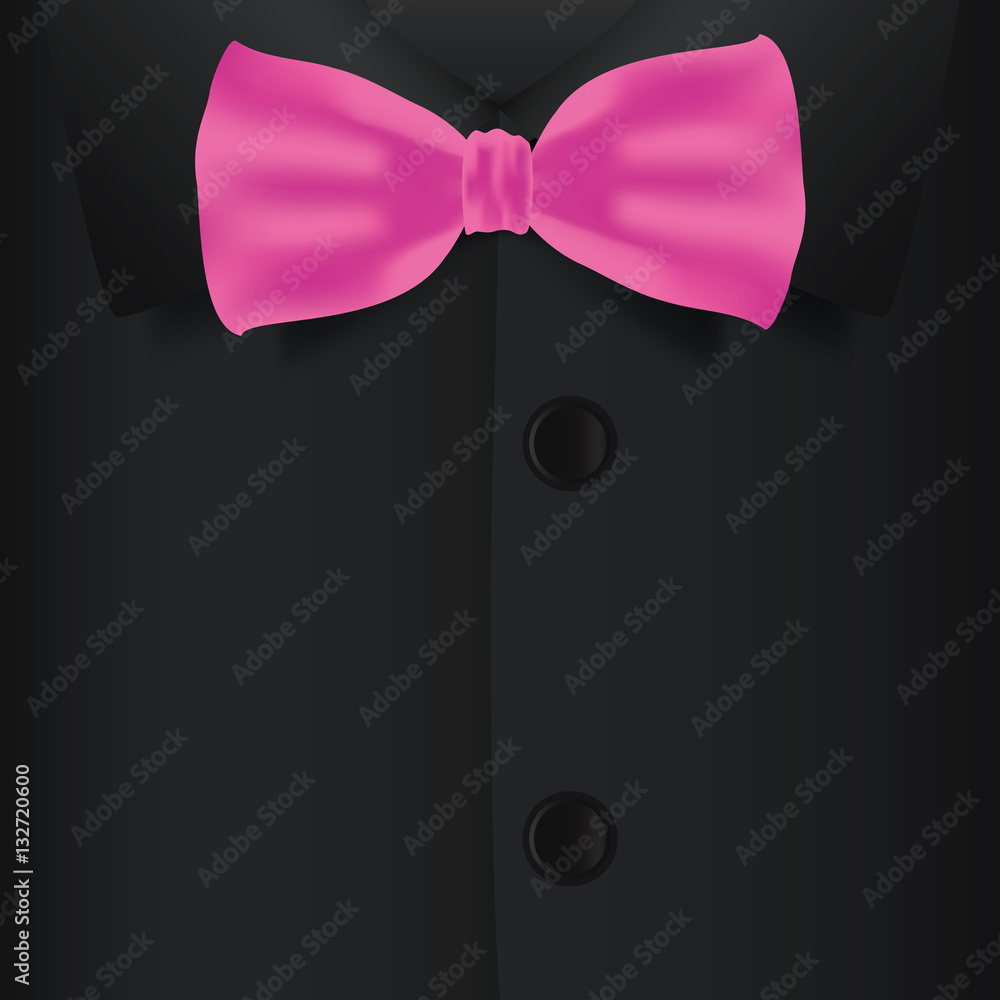 Realistic bow tie and black shirt vector illustration