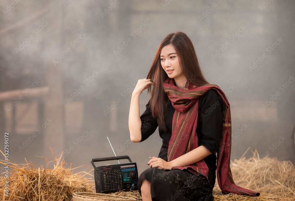 The lives of women in the countryside.,Portrait of asian girl in
