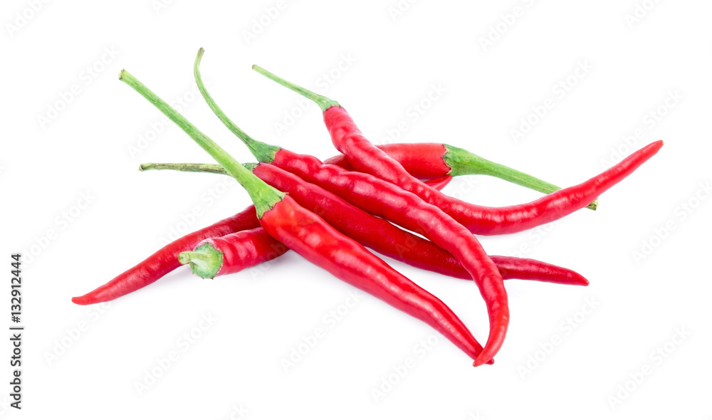 Group of chili peppers isolated on white background