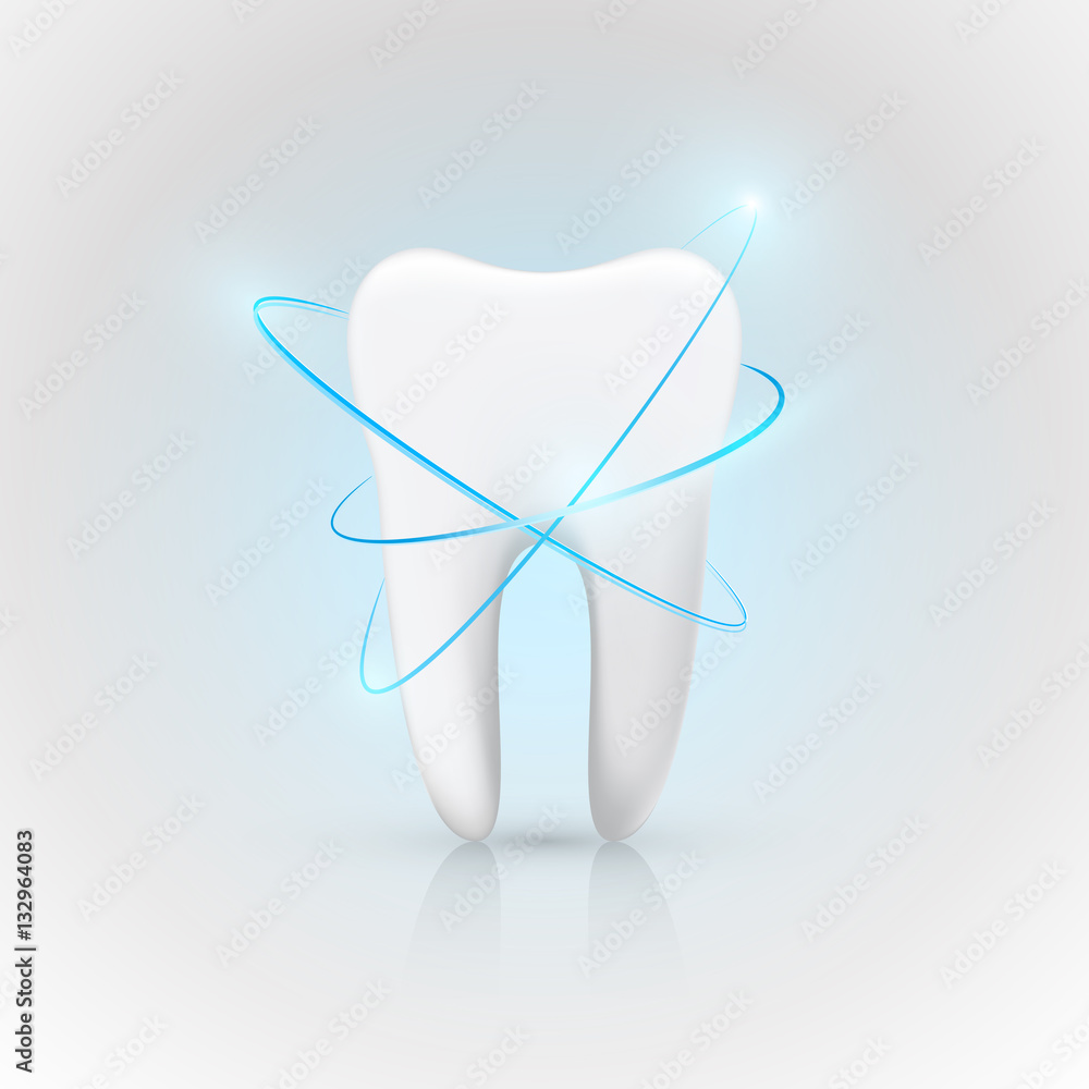 健康牙齿保护，牙齿美白，矢量插图
