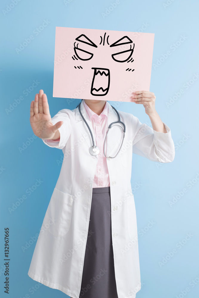 woman doctor take angry billboard