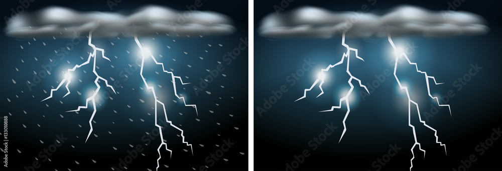Two scenes with thunderstorms