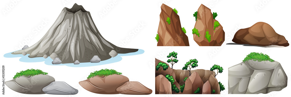 自然元素与岩石和山脉