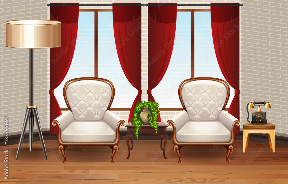 Scene with two armchairs in the room