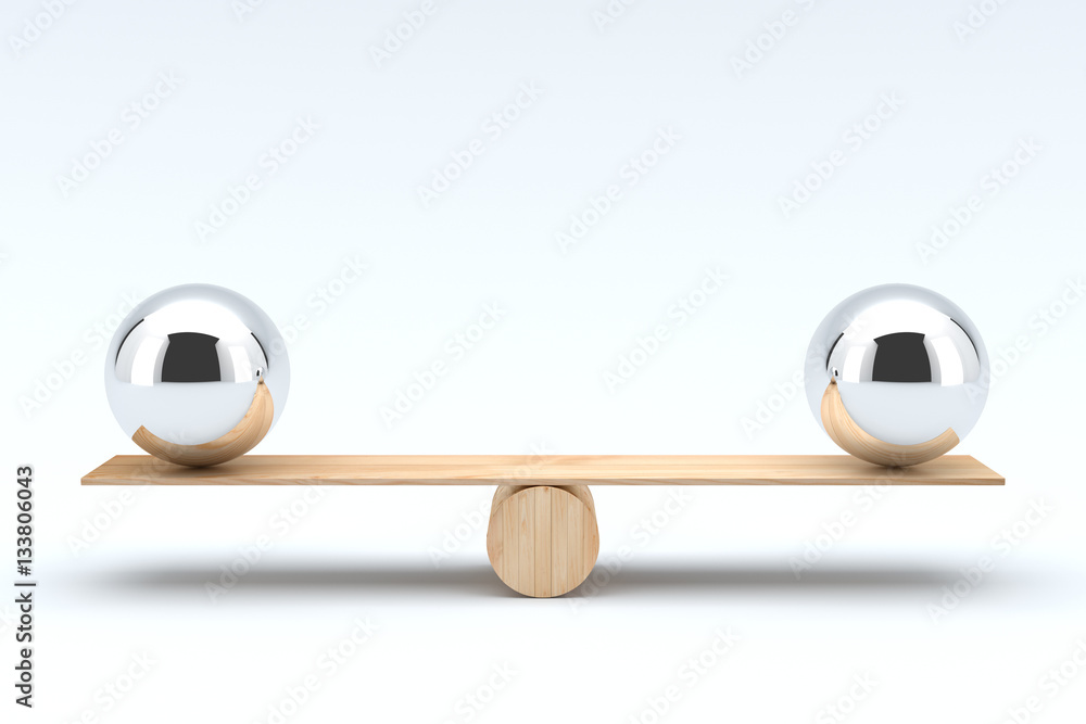 Balls balancing, Balanced concept. 3D illustration