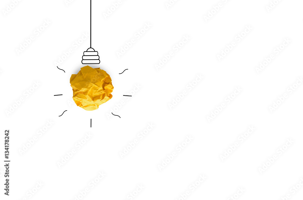 creative idea.Concept idea and innovation with paper light bulb on white background