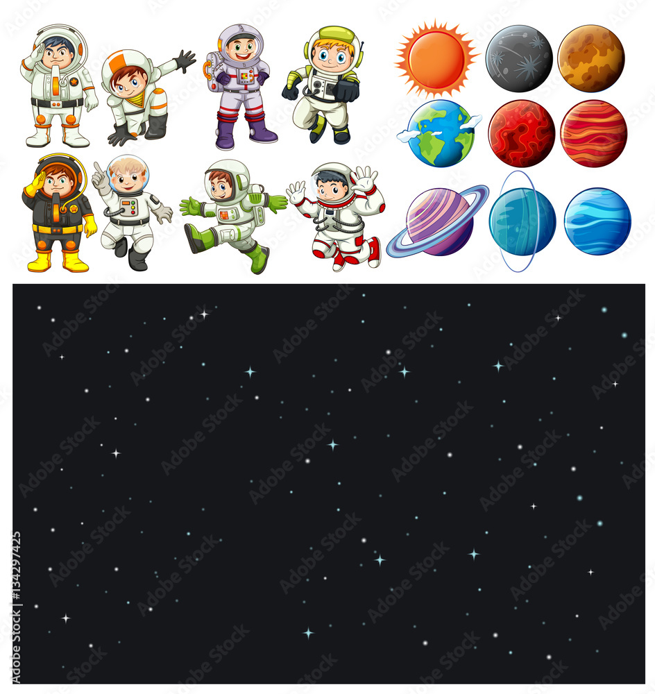 Space background and spaceman set