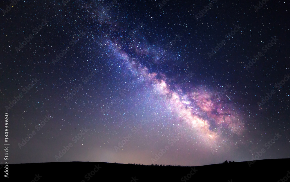Milky Way. Beautiful summer night sky with stars. Background