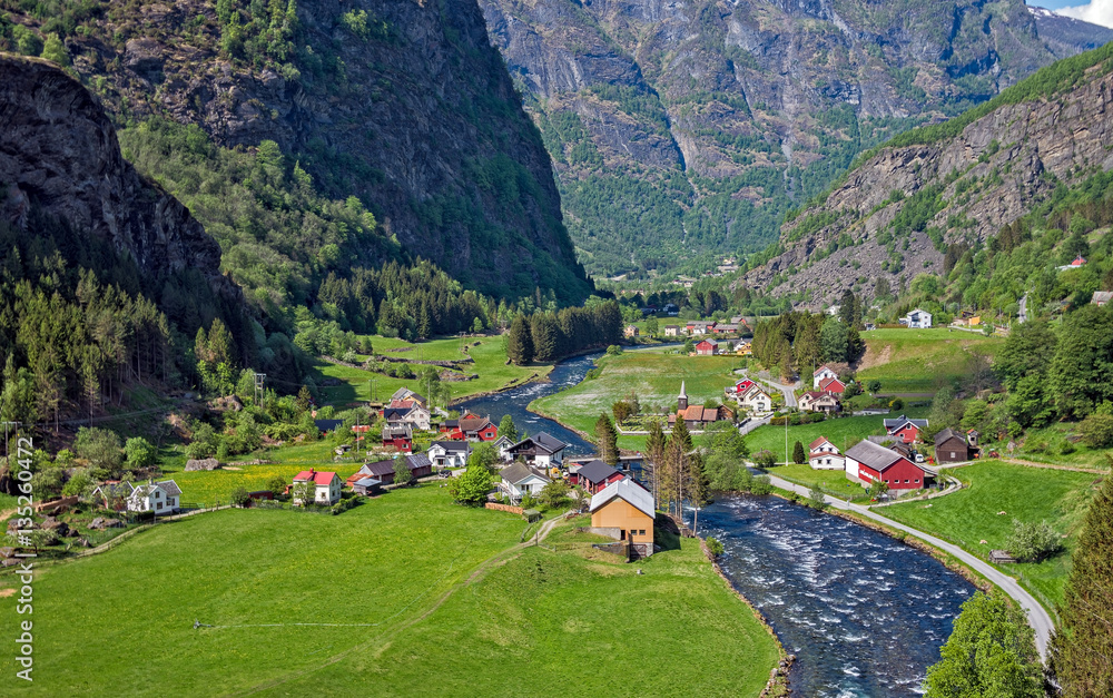 Beautiful small village at Flam, Norway.