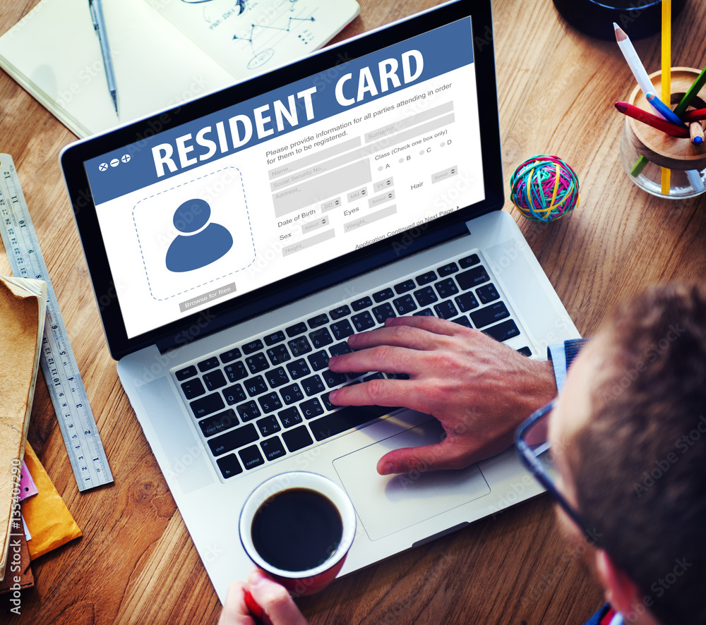 Resident Card Identification Data Information Immigration Concep
