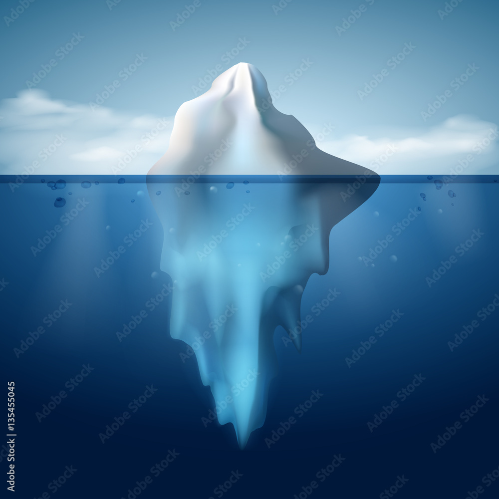Ice berg on water concept vector background. 