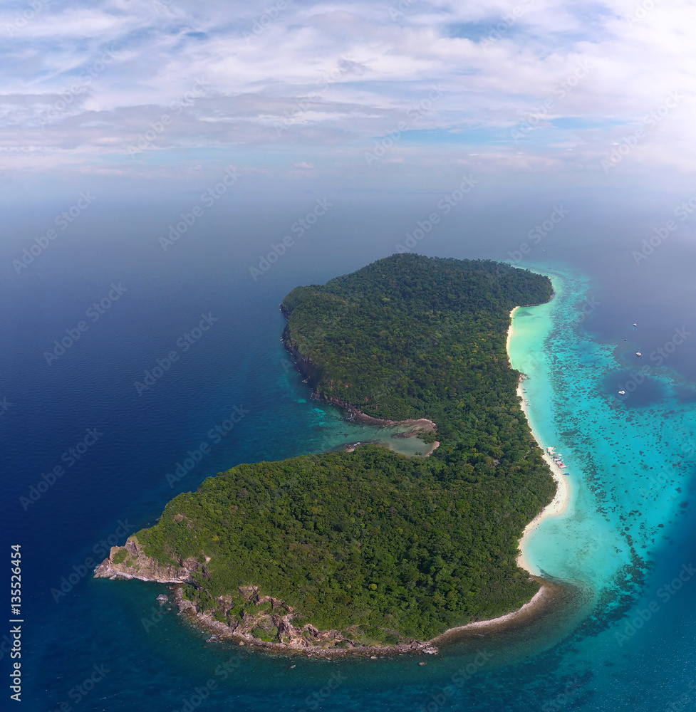 Aerial view on tropical island