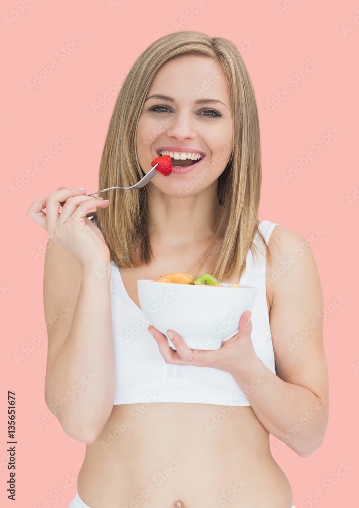 Beautiful woman having fruit