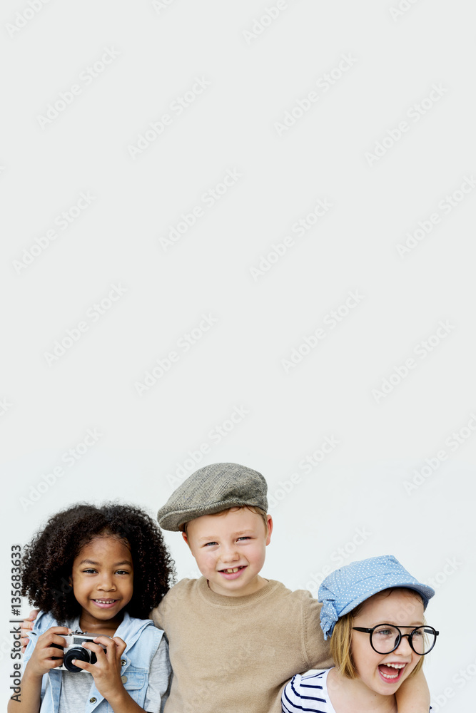 Kids Huddle Happiness Fun Smiling Concept