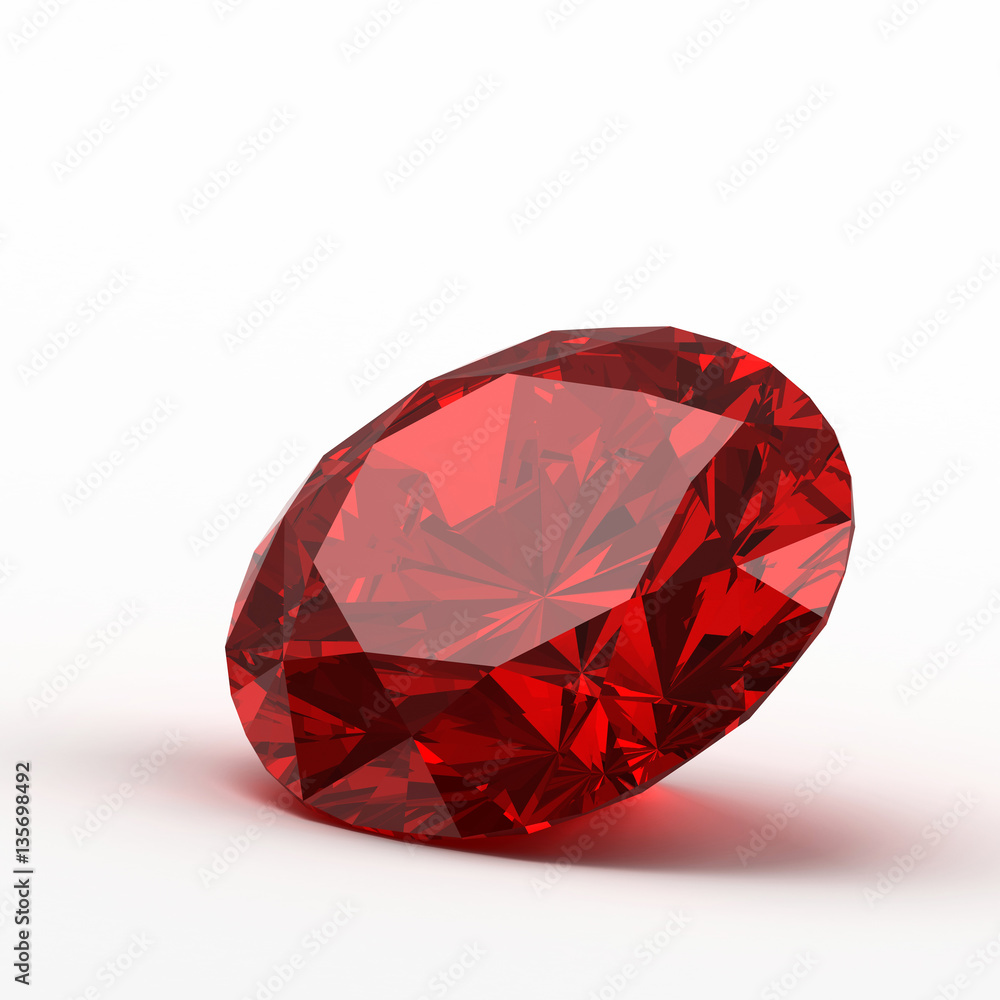 Ruby isolated on white background, 3d illustration.