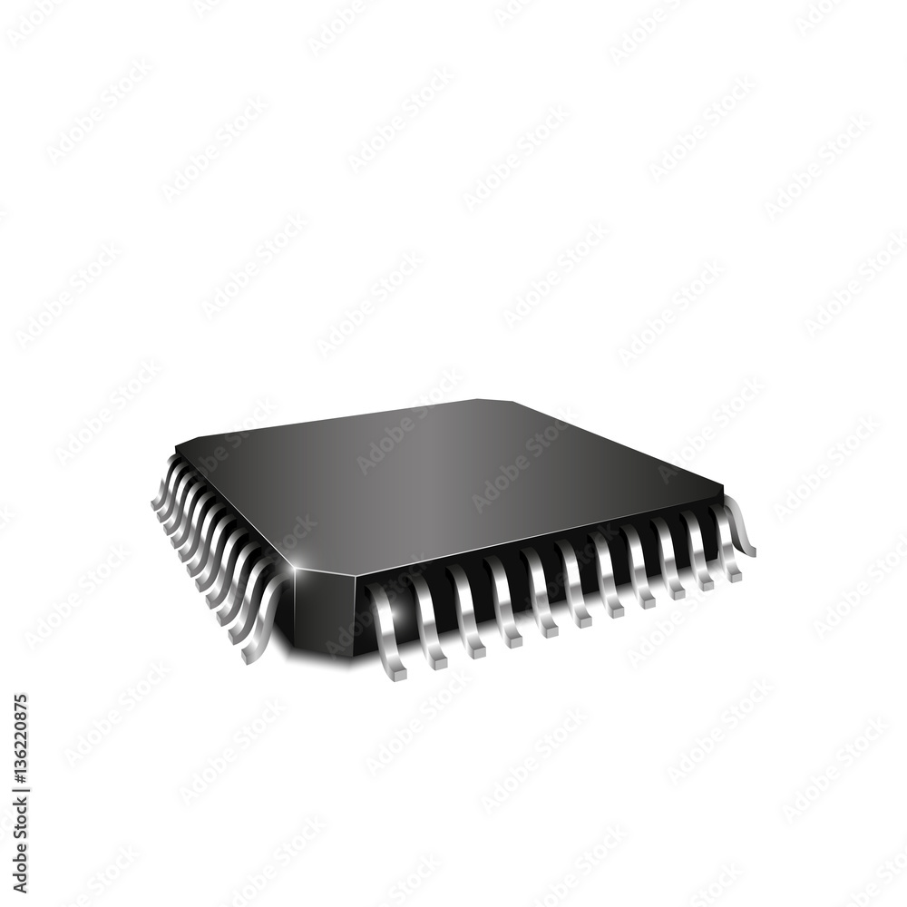 Realistic 3d cpu chipset, isolated on white