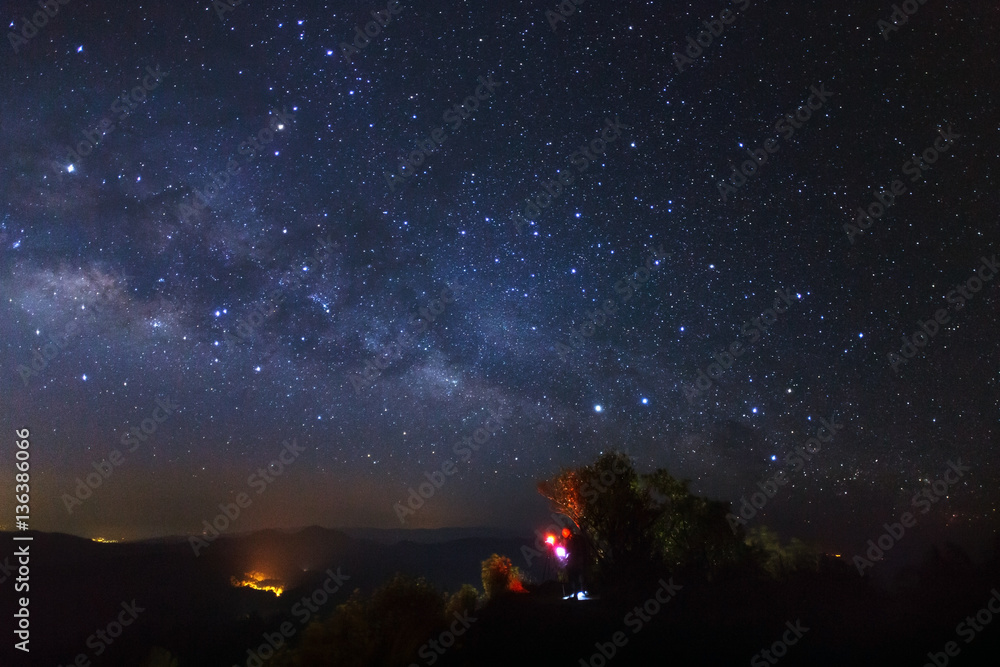 Milky Way Galaxy at Doi inthanon Chiang mai, Thailand.Long expos